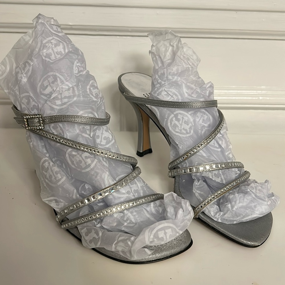 Stuart Weitzman silver strappy sandal
